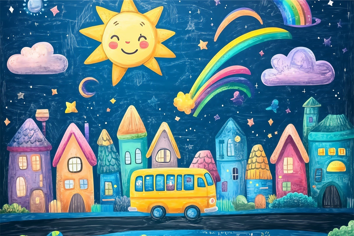 Back To School Backdrops Fantasy Town Welcome Backdrop UK BRP57-19