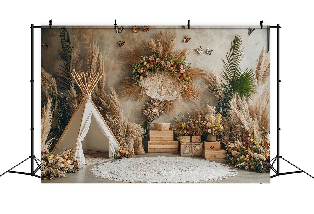 Boho Photo Backdrop Rustic Harvest Nook Autumn Backdrop UK BRP57-191