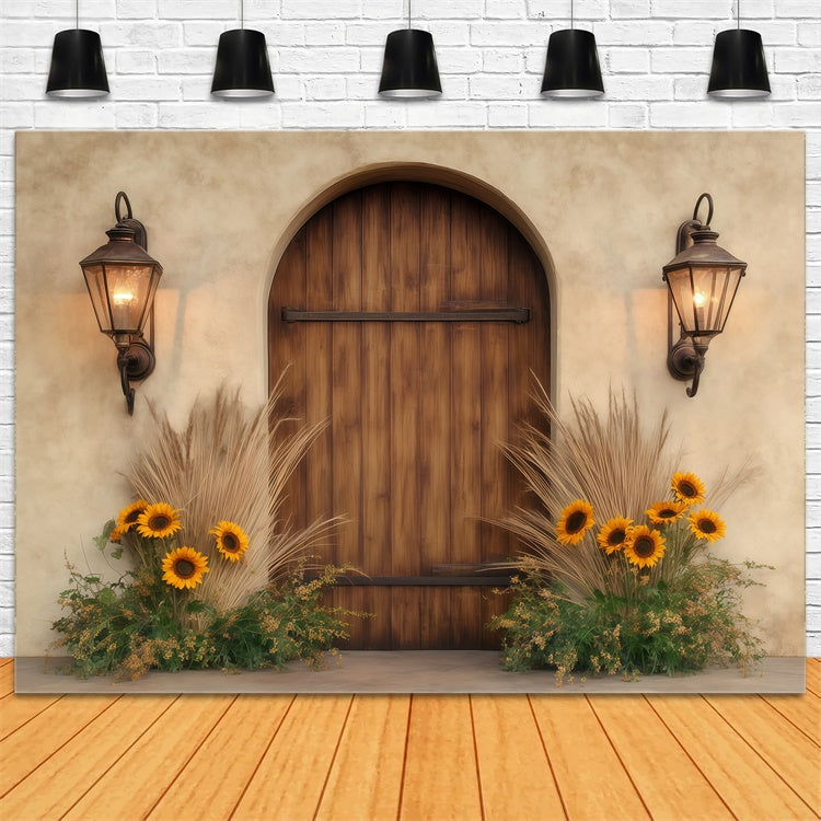 Fall Photoshoot Backdrop Sunflower Lantern Porch Backdrop UK BRP57-196