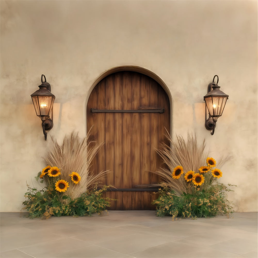 Fall Photoshoot Backdrop Sunflower Lantern Porch Backdrop UK BRP57-196