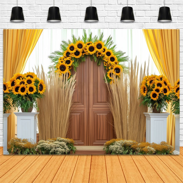 Autumn Backdrop Elegant Sunflower Door Decor Backdrop UK BRP57-200