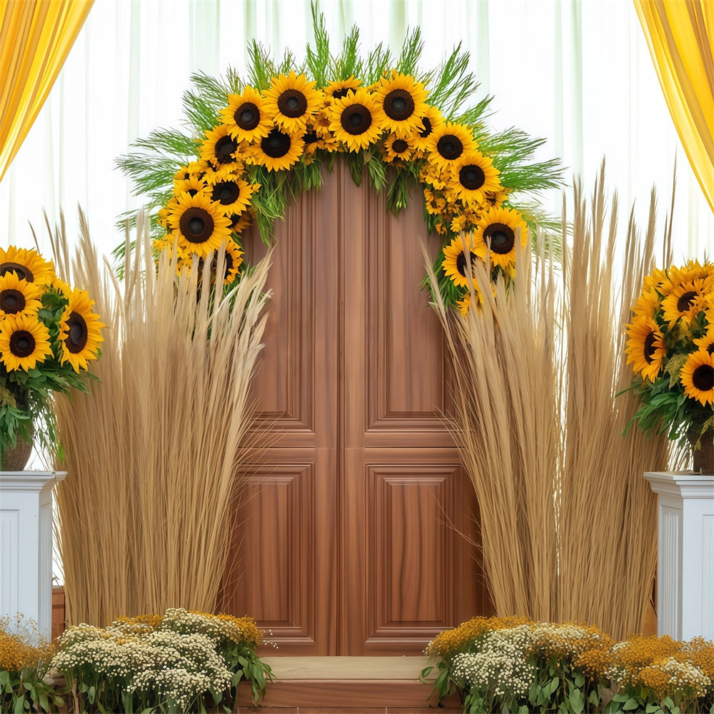 Autumn Backdrop Elegant Sunflower Door Decor Backdrop UK BRP57-200