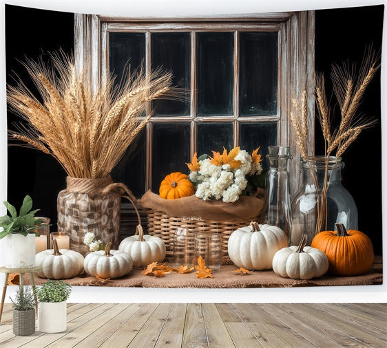 Fall Backdrop Vintage Window Autumn Harvest Backdrop UK BRP57-201