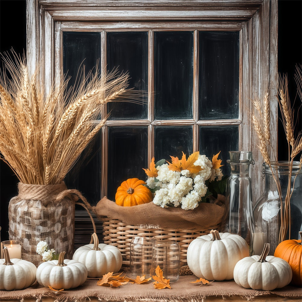 Fall Backdrop Vintage Window Autumn Harvest Backdrop UK BRP57-201