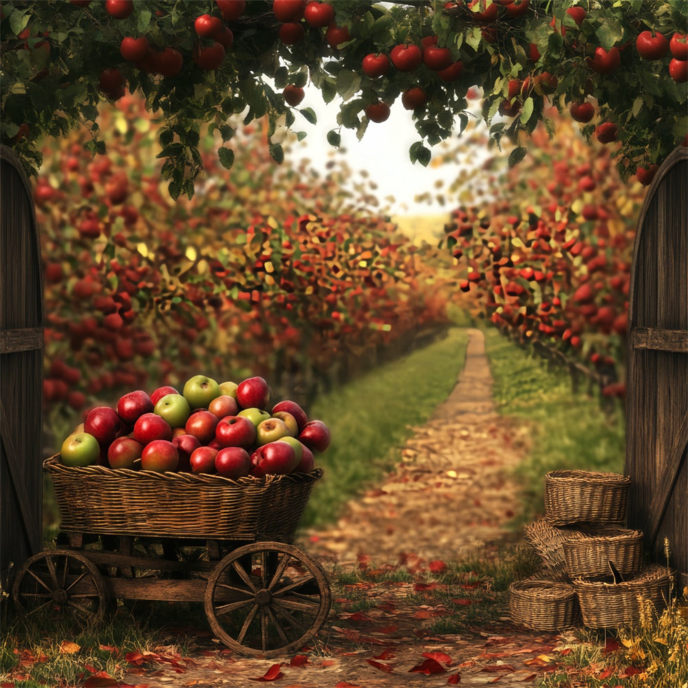 Fall Photo Backdrop Cozy Autumn Apple Grove Backdrop UK BRP57-203