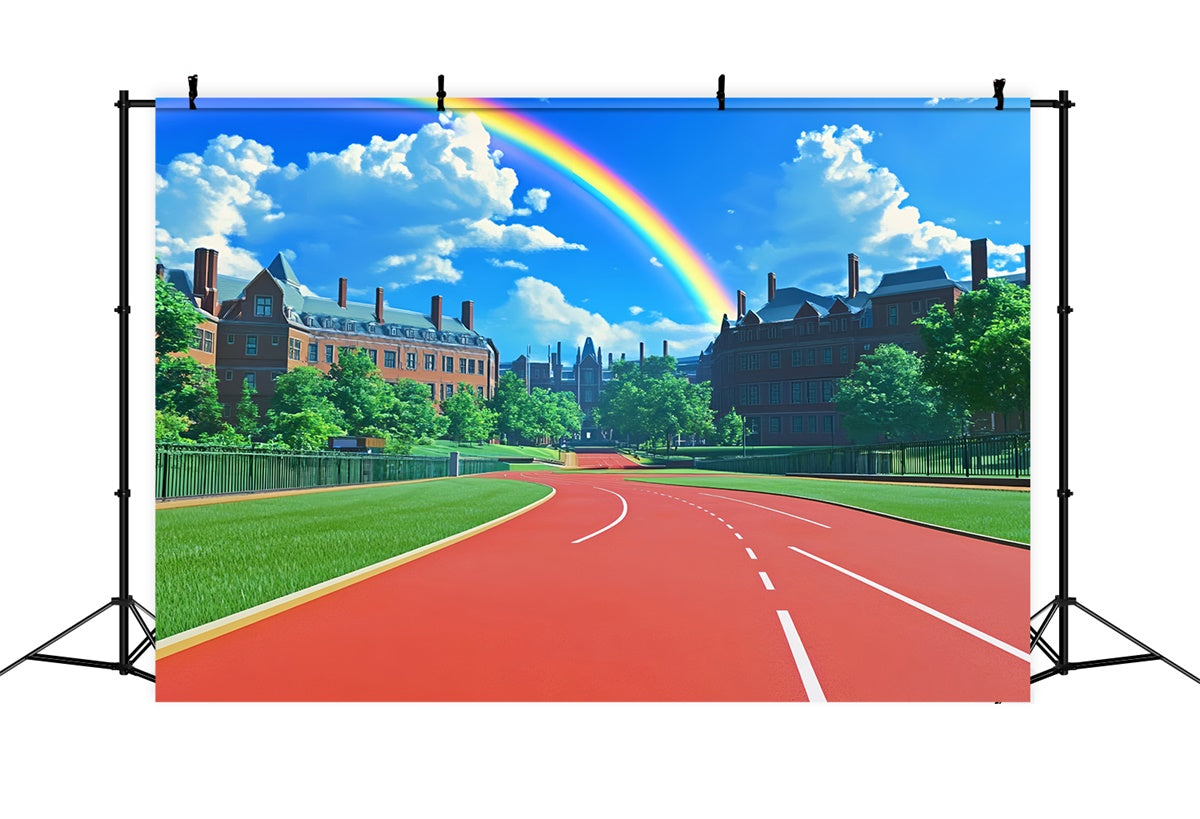 School Backdrop Rainbow Campus Red Track Backdrop UK BRP57-21