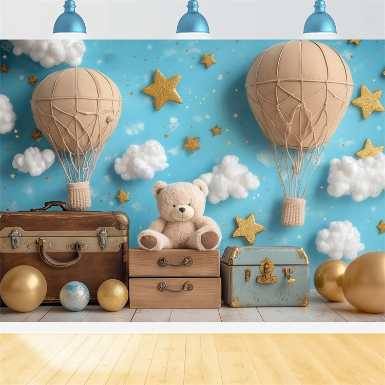 Sky Photo Backdrop Bear Balloon Fantasy Backdrop UK BRP57-219