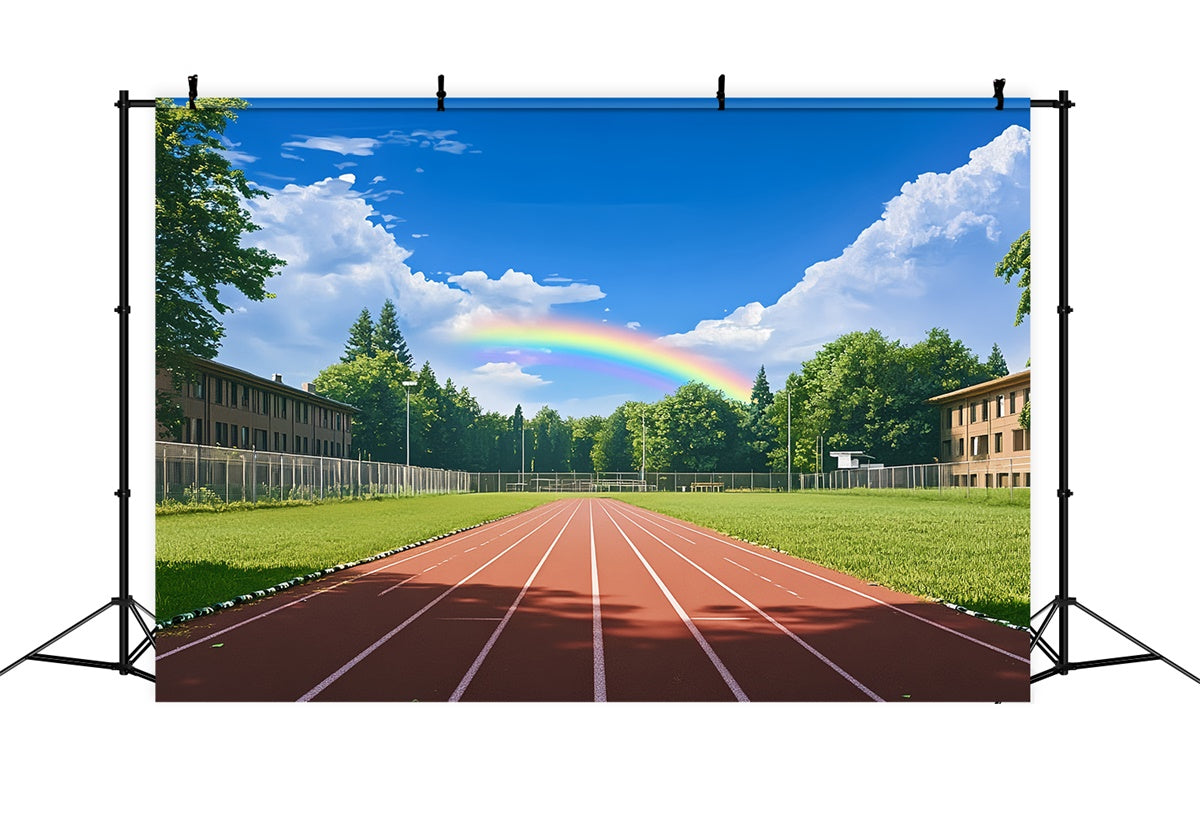 School Photo Backdrop Bright Sky Sports Field Backdrop UK BRP57-22