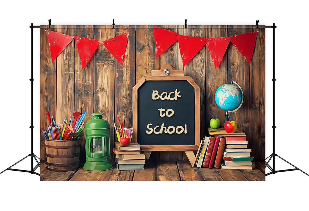 Back To School Backdrop Rustic School Desk Backdrop UK BRP57-23