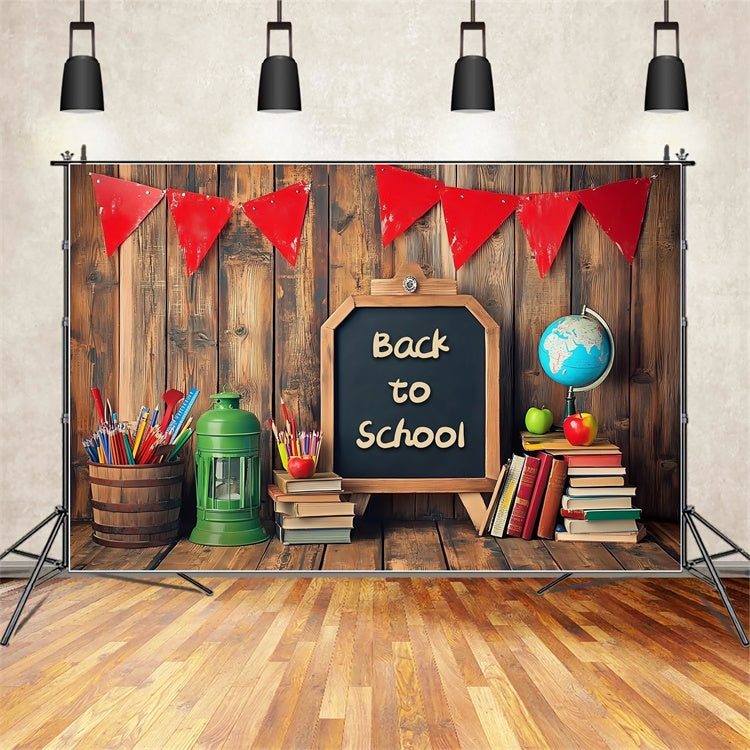 Back To School Backdrop Rustic School Desk Backdrop UK BRP57-23
