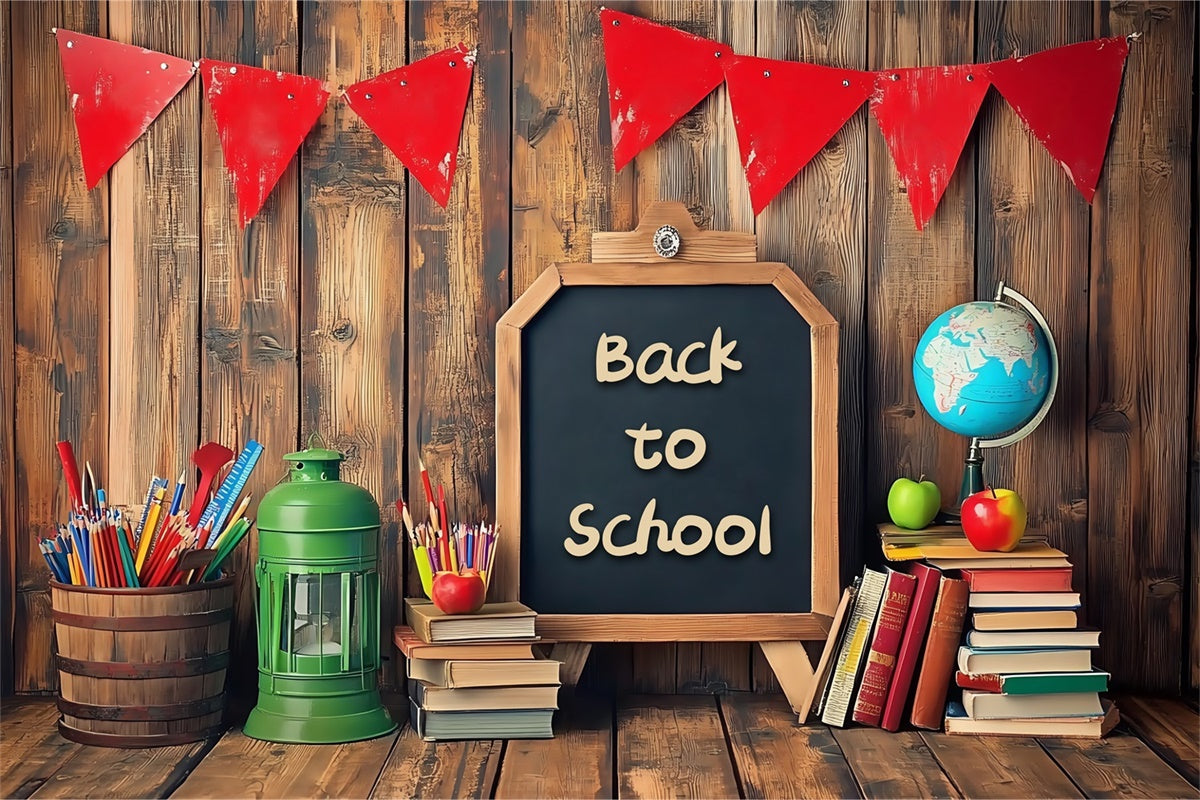 Back To School Backdrop Rustic School Desk Backdrop UK BRP57-23