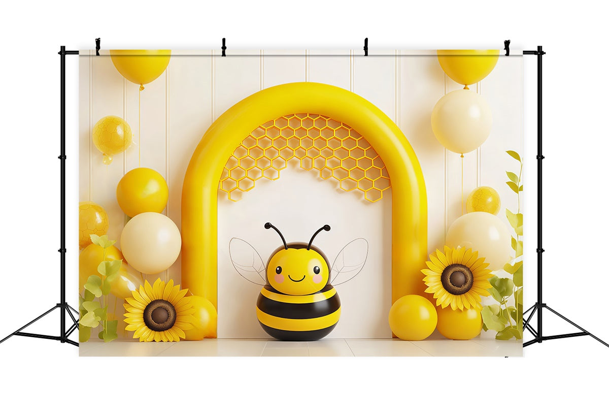Kids Photo Backdrop Cute Yellow Bee Party Cute Backdrop UK BRP57-238