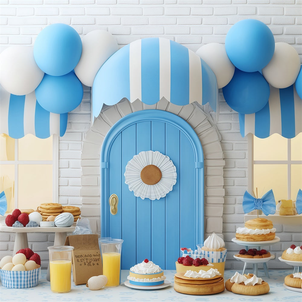 Childrens Backdrops Sweet Treats Blue Shop Backdrop UK BRP57-241