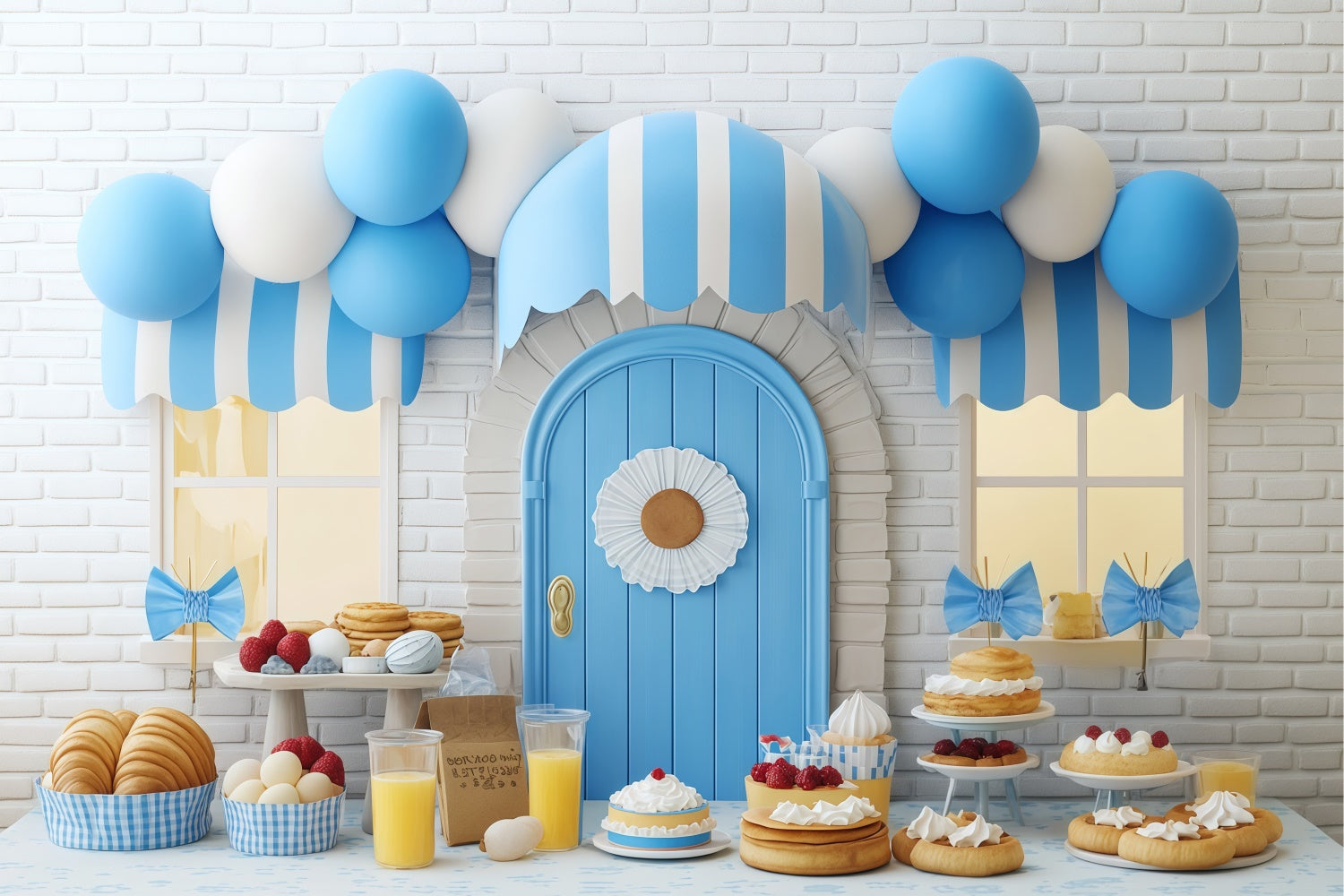 Childrens Backdrops Sweet Treats Blue Shop Backdrop UK BRP57-241