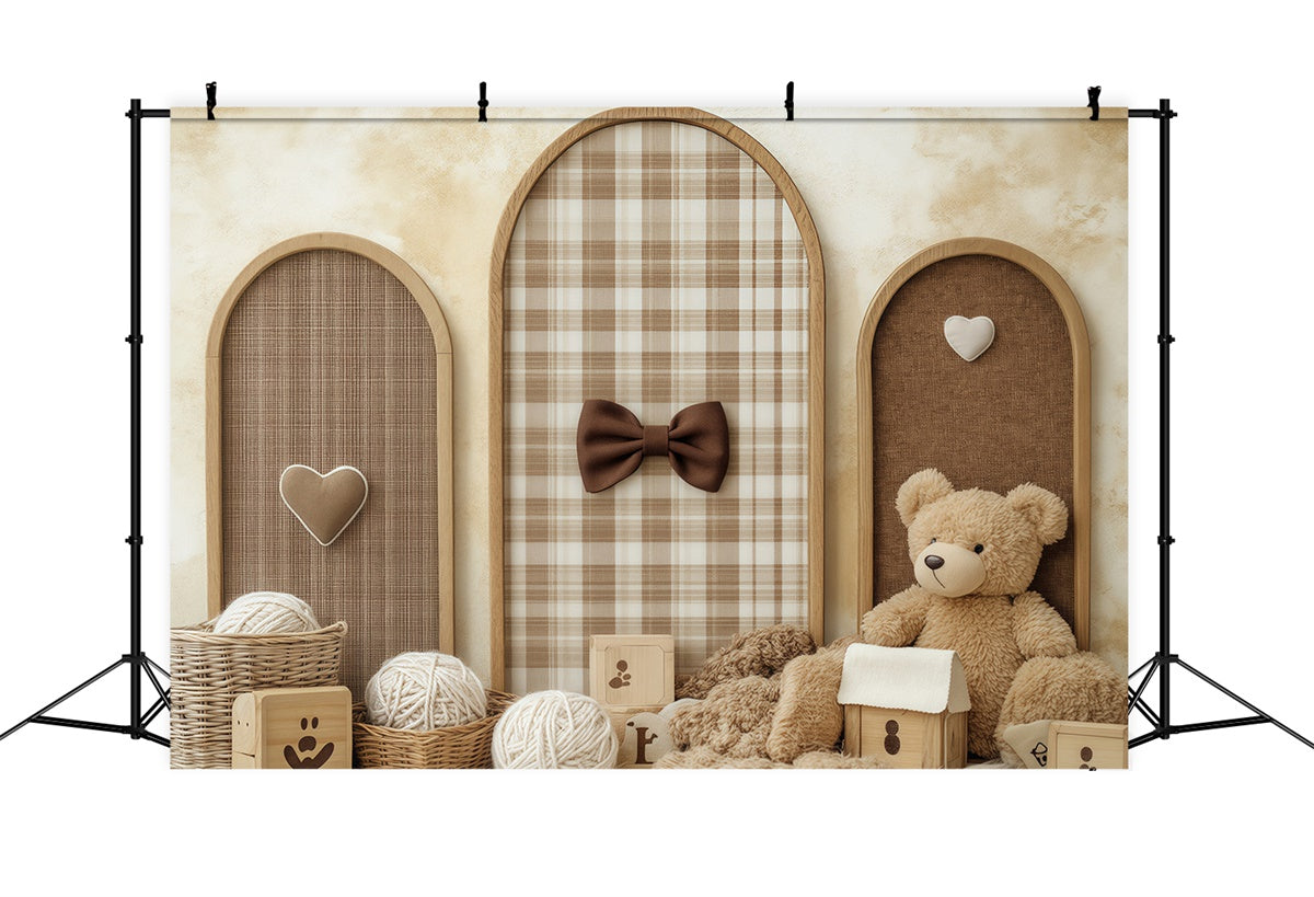 Kids Photo Backdrop Warm Plaid Yarn Basket Backdrop UK BRP57-243