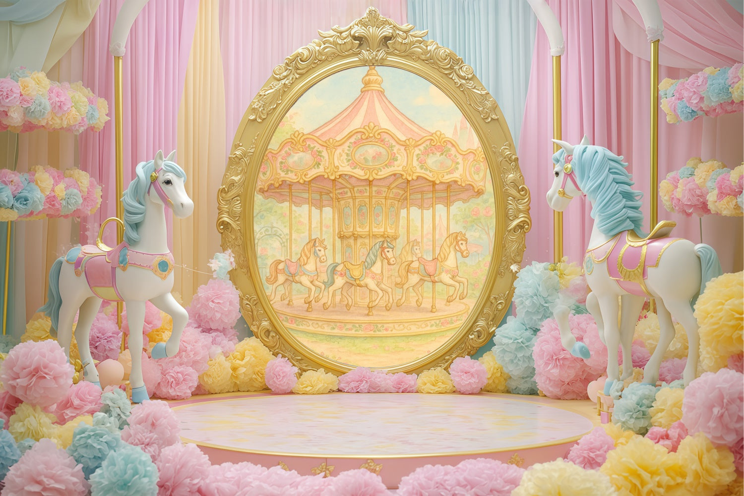 Children Backdrops Carousel Horse Fantasy Backdrop UK BRP57-245