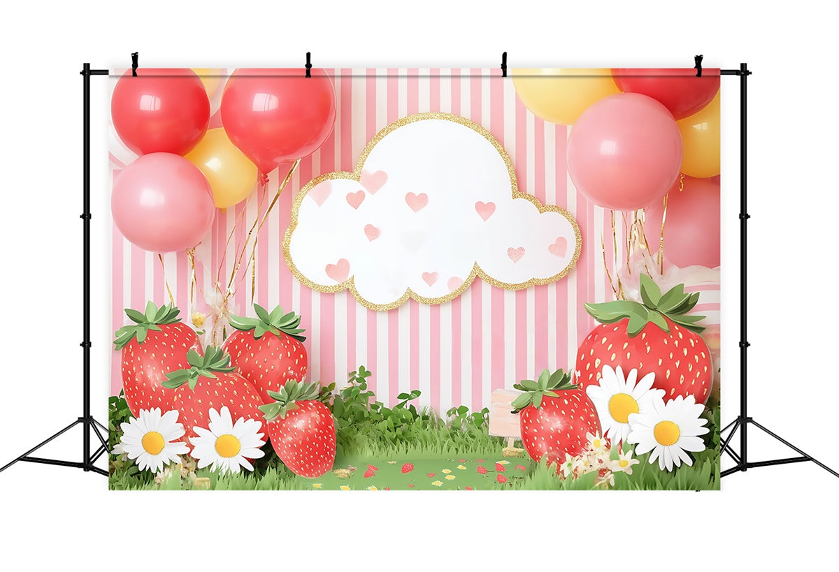 Newborn Backdrop Sweet Strawberry Balloon Backdrop UK BRP57-254