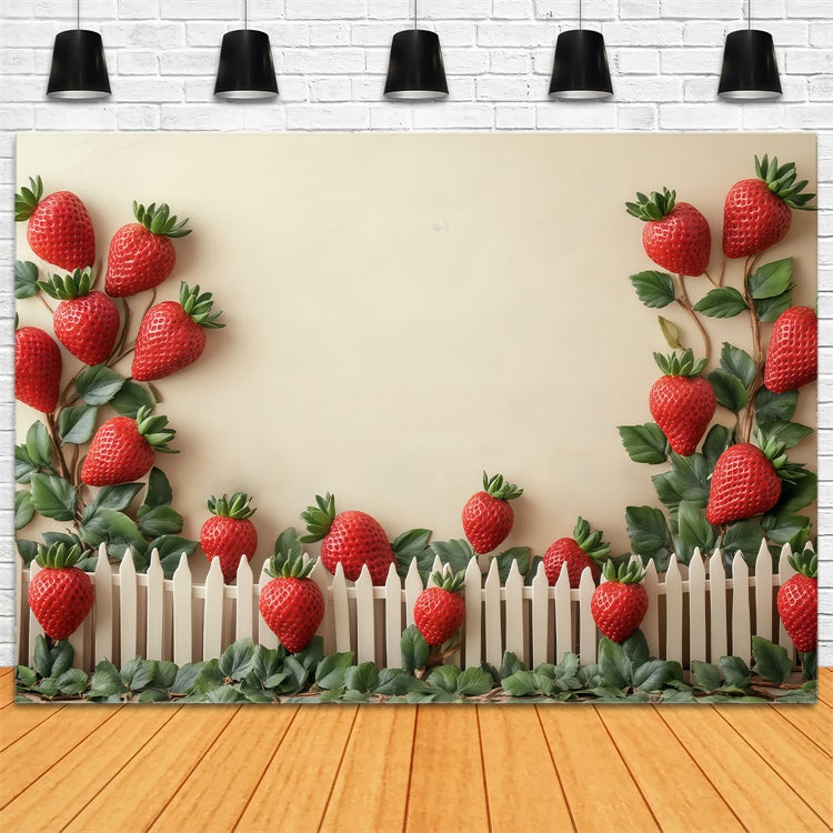 Kids Photo Backdrop Strawberry Field Fence Backdrop UK BRP57-260