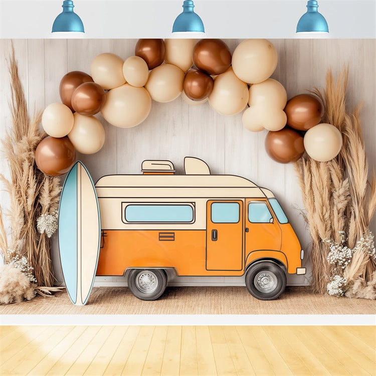 Children Backdrops Beach Van Balloon Arch Backdrop UK BRP57-279