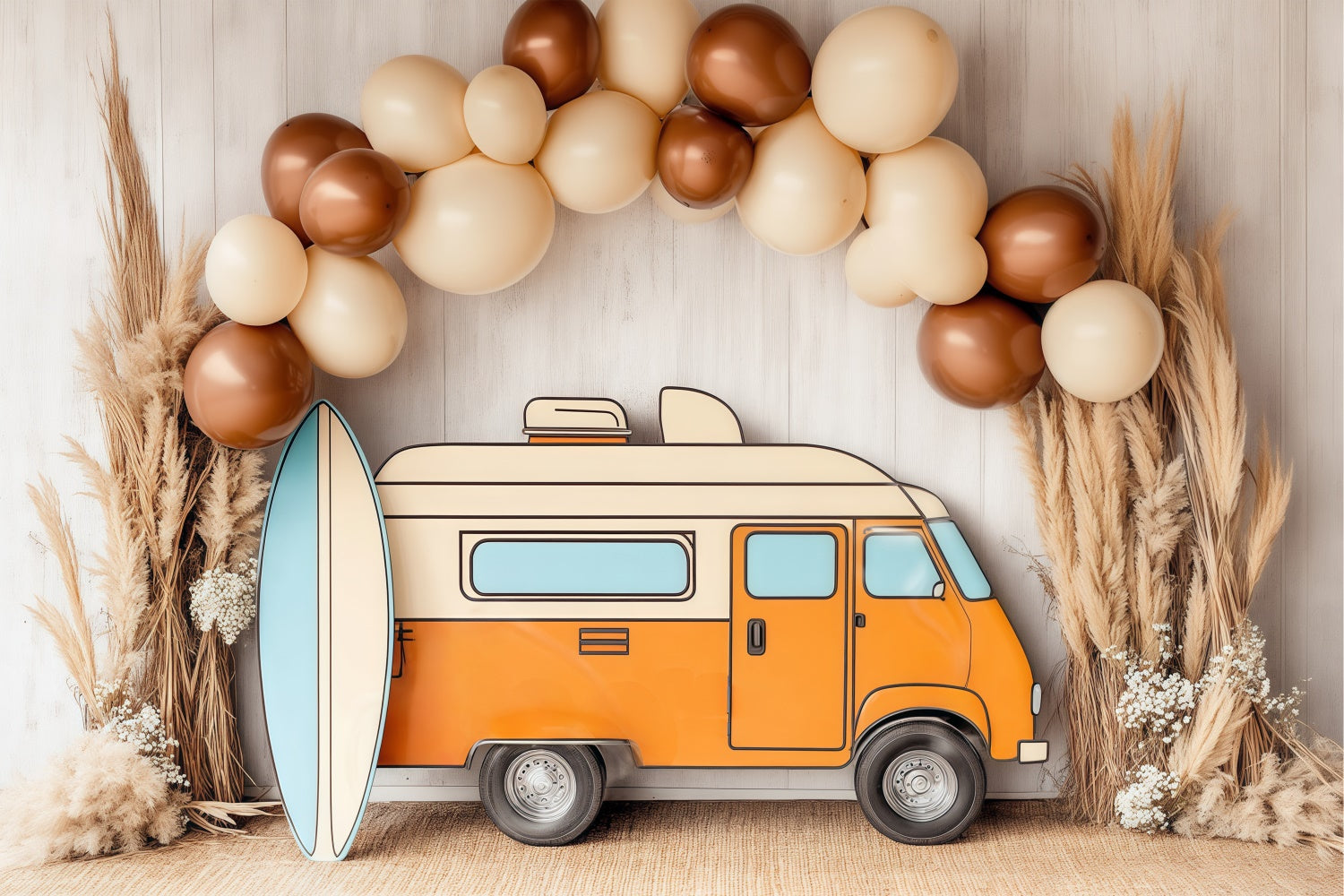 Children Backdrops Beach Van Balloon Arch Backdrop UK BRP57-279