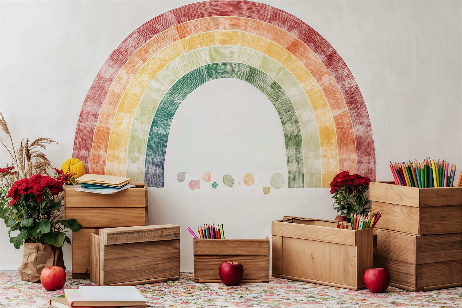 Back To School Backdrop Creative Corner Rainbow Backdrop UK BRP57-28