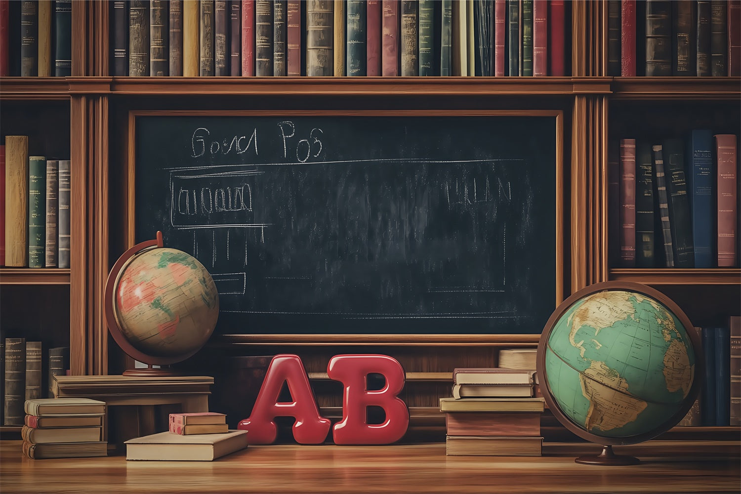 School Backdrop Vintage Library Learning Backdrop UK BRP57-30