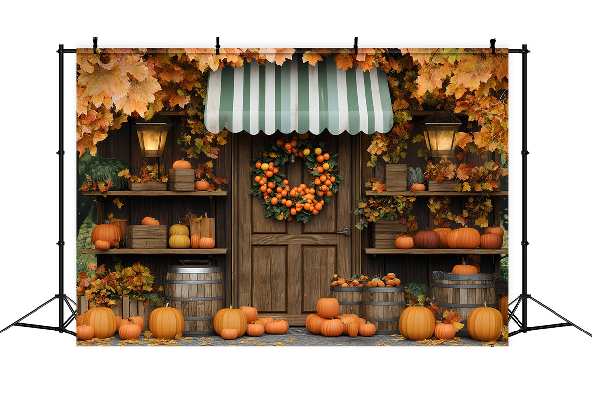 Backdrop Thanksgiving Autumn Porch Pumpkin Fall Backdrop UK BRP57-323