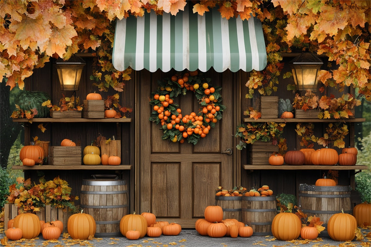 Backdrop Thanksgiving Autumn Porch Pumpkin Fall Backdrop UK BRP57-323