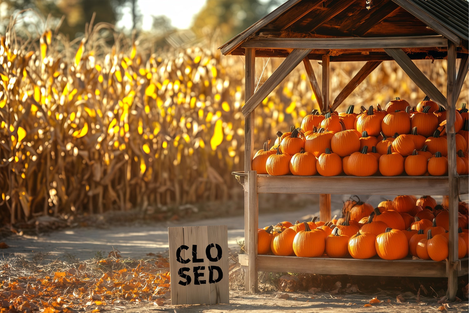 Backdrop For Thanksgiving Cornfield Pumpkin Booth Backdrop UK BRP57-329