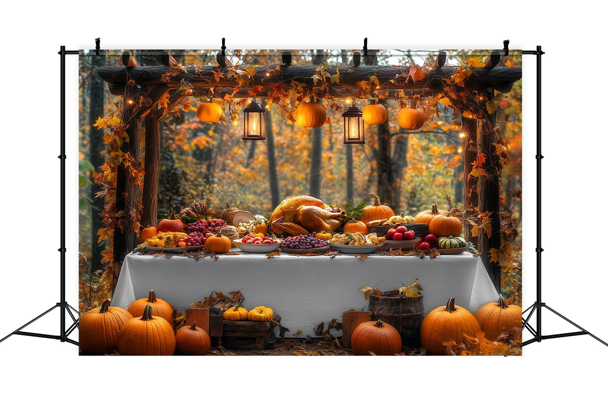 Thanksgiving Backdrop Harvest Table Fall Forest Backdrop UK BRP57-334