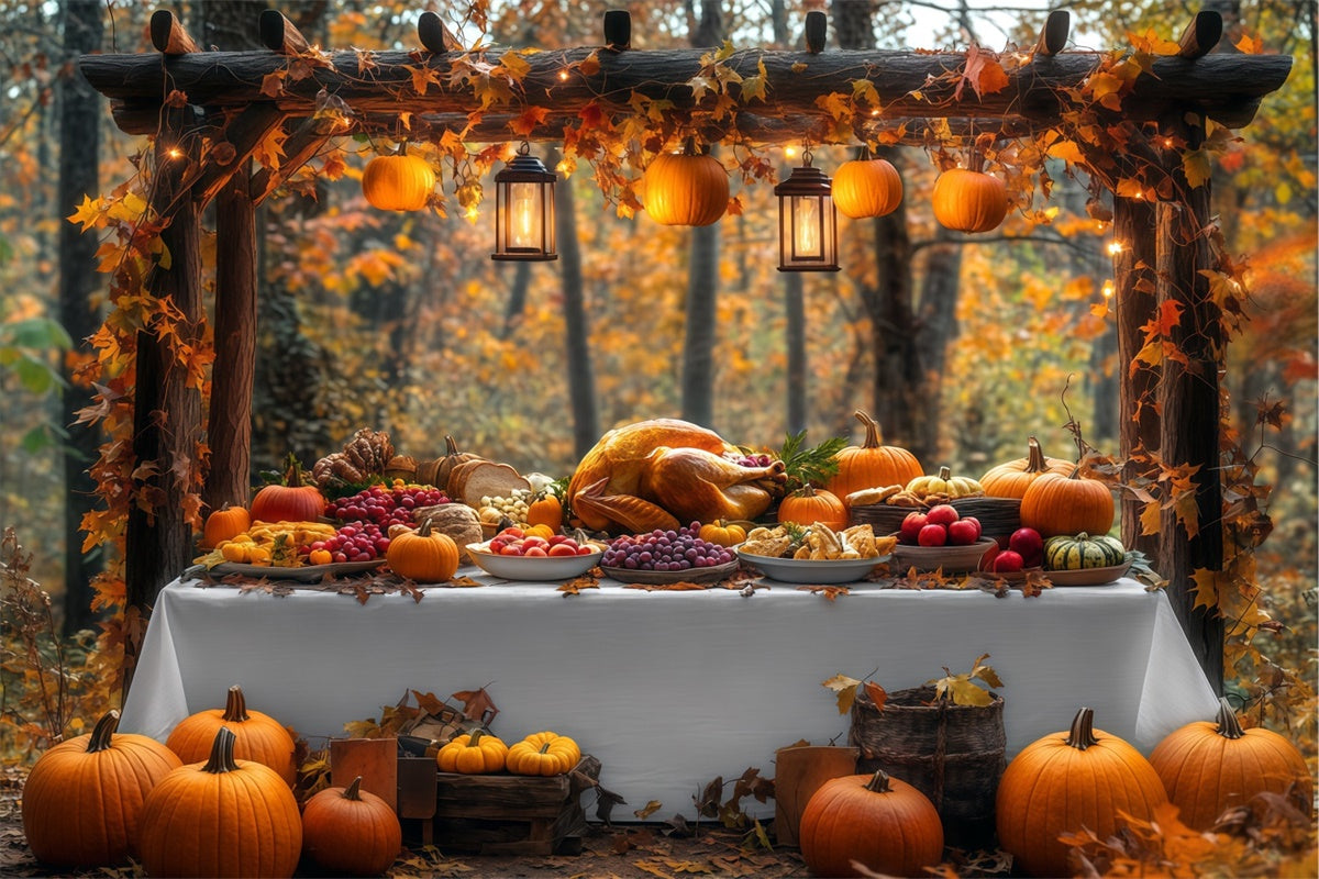 Thanksgiving Backdrop Harvest Table Fall Forest Backdrop UK BRP57-334