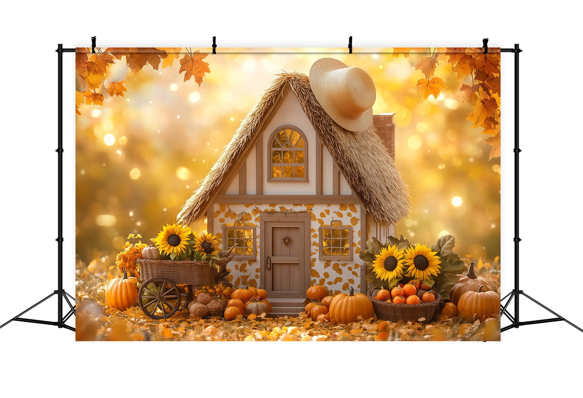 Fall Thanksgiving Backdrop Autumn Fairy Cottage Backdrop UK BRP57-338