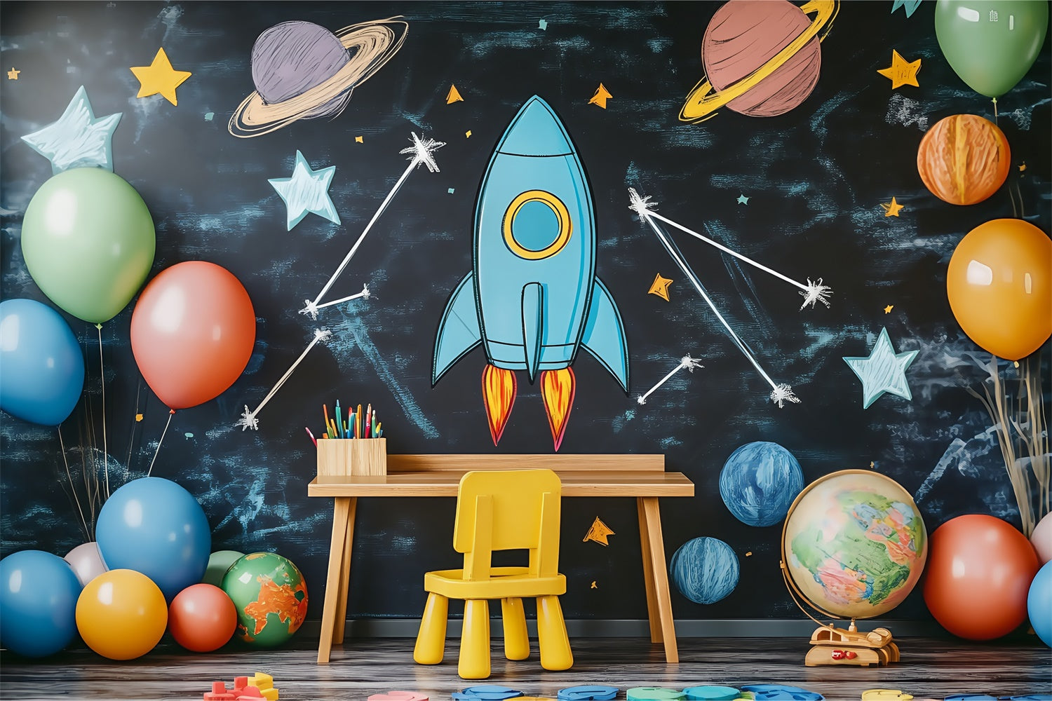 Classroom Backdrops Rocket Classroom Adventure Backdrop UK BRP57-34