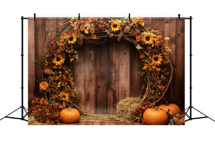 Fall Thanksgiving Backdrop Fall Garland Barn Wall Backdrop UK BRP57-340