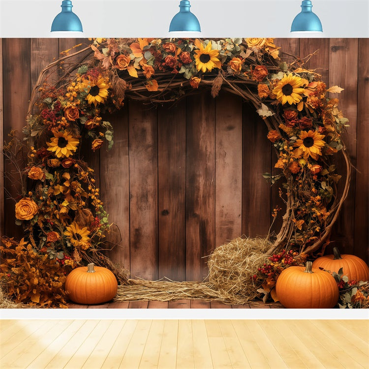 Fall Thanksgiving Backdrop Fall Garland Barn Wall Backdrop UK BRP57-340