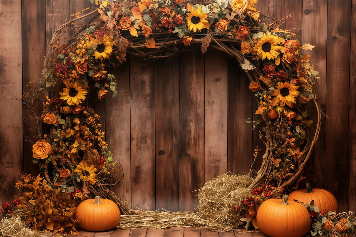 Fall Thanksgiving Backdrop Fall Garland Barn Wall Backdrop UK BRP57-340