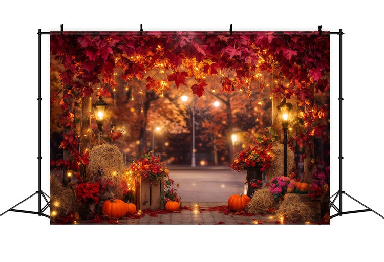 Backdrop Thanksgiving Red Maple Twilight Glow Backdrop UK BRP57-347