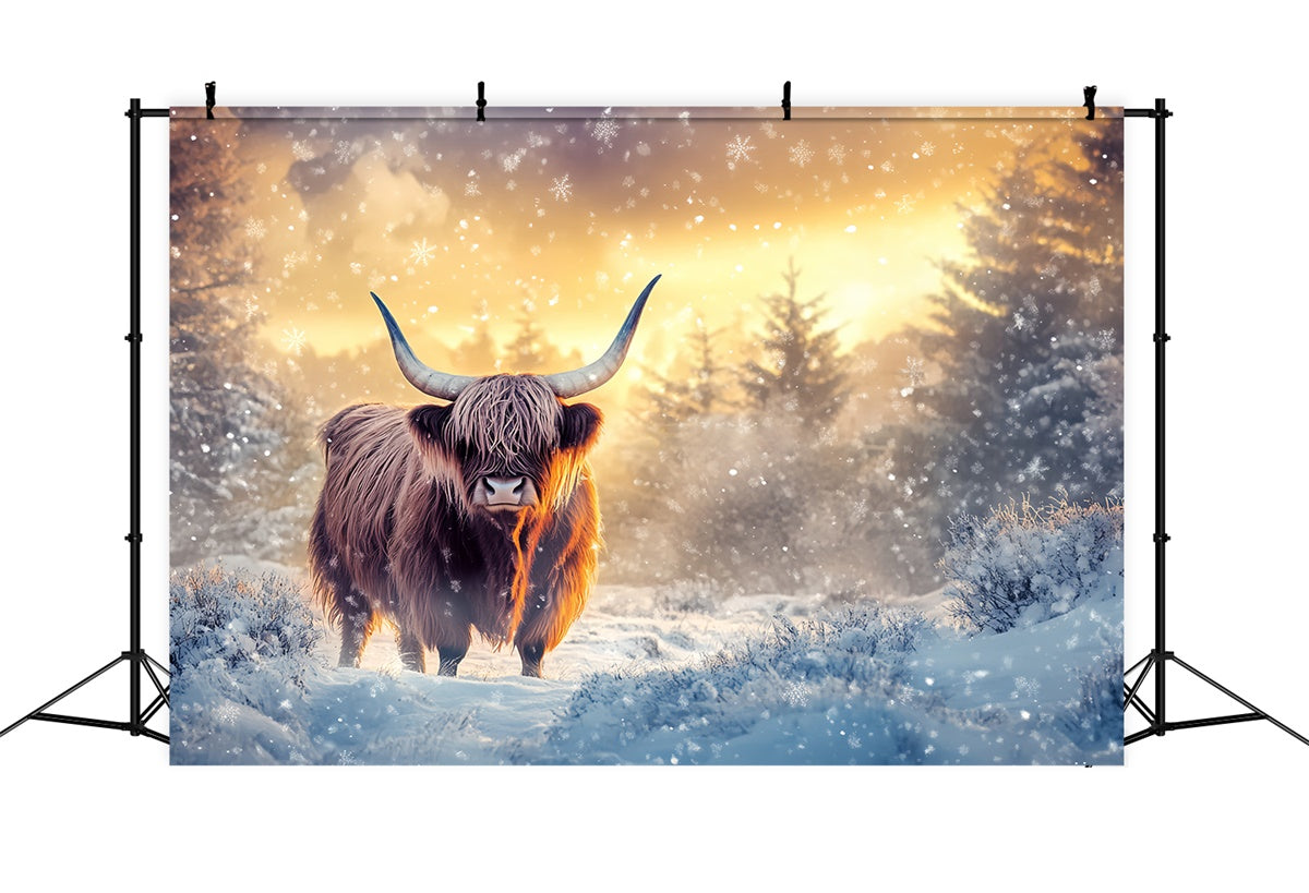 Winter Snow Backdrop Frosty Pines Sunset Backdrop UK BRP57-352