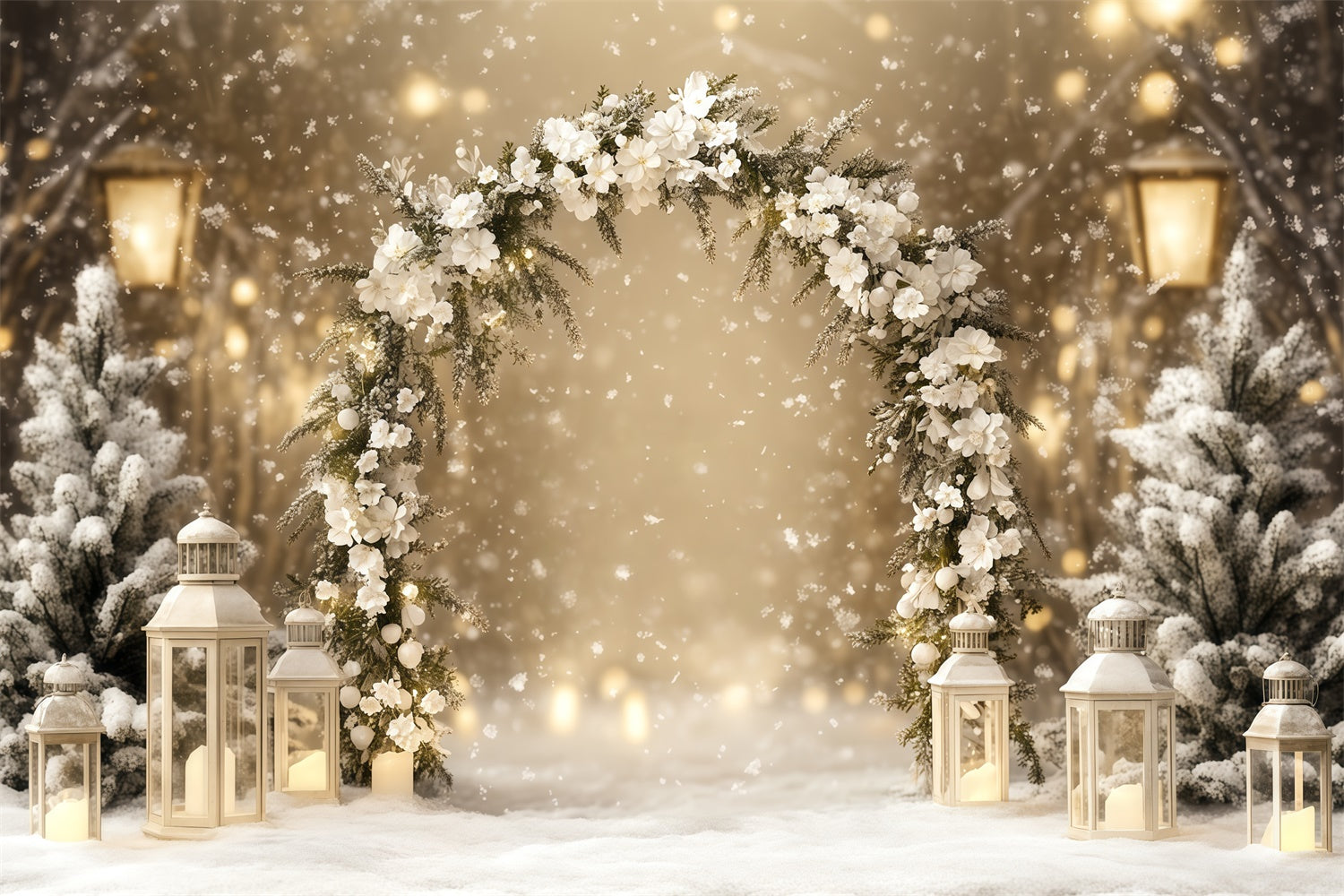 Winter Photo Backdrop Elegance Lantern Path Backdrop UK BRP57-353