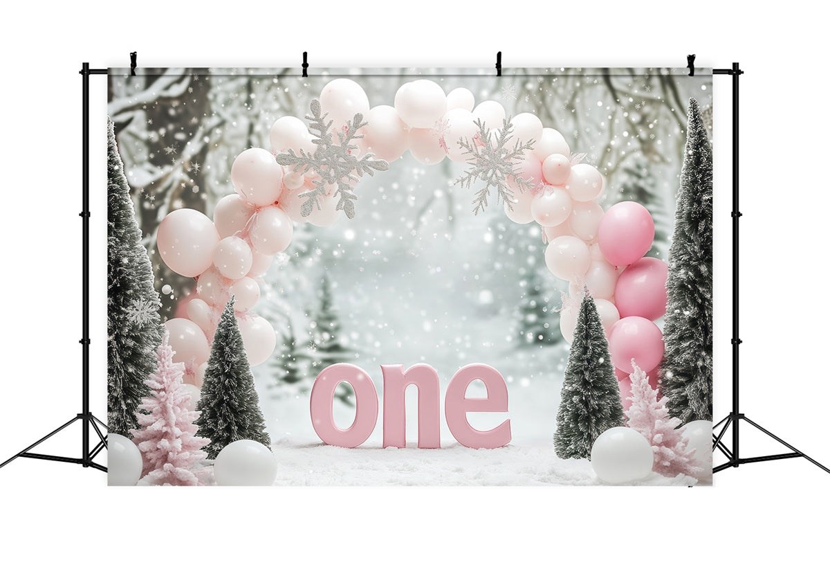 Winter Wonderland Backdrop Balloons 1st Birthday Backdrop UK BRP57-357