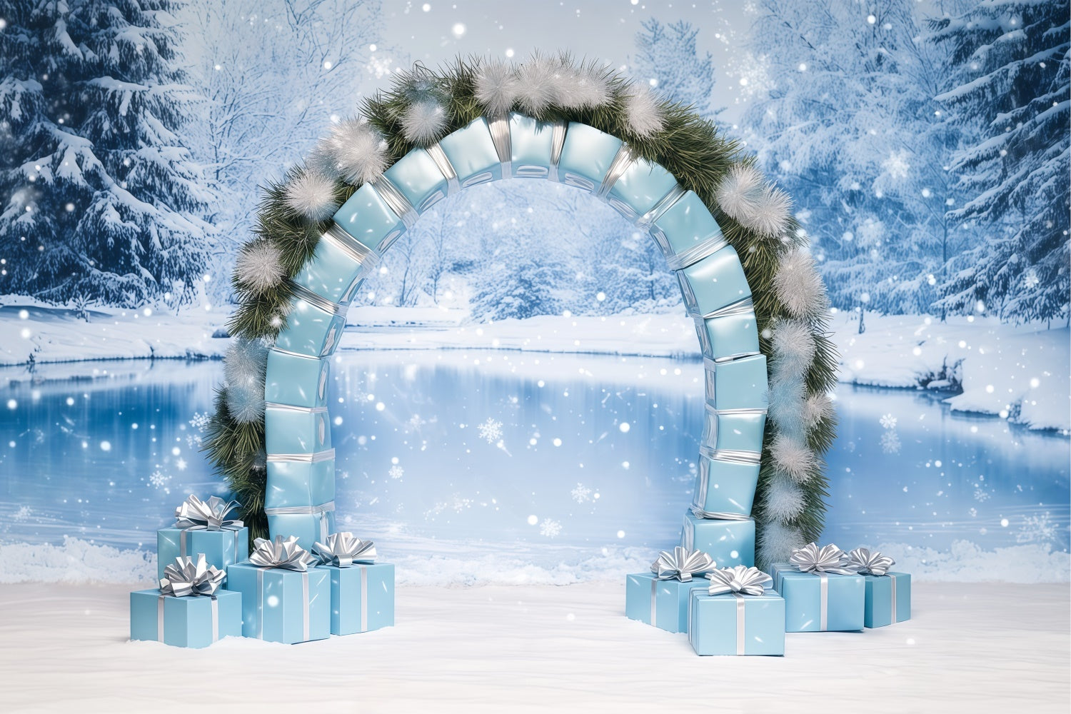 Winter Wonderland Backdrop Frosty Gift Arch Backdrop UK BRP57-359