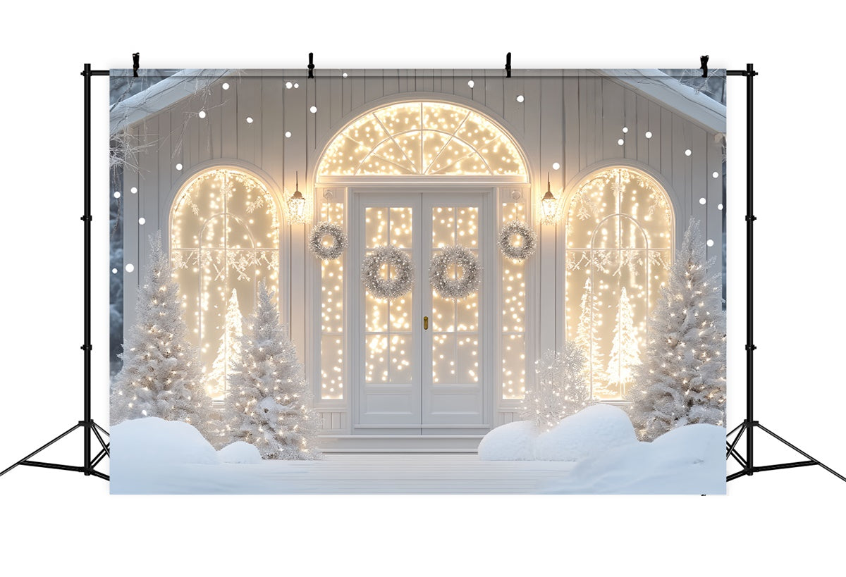 Winter Photo Backdrop Cozy Glow Winter Porch Backdrop UK BRP57-360