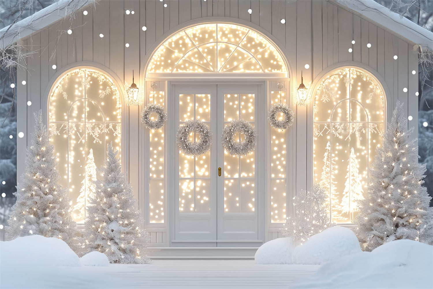 Winter Photo Backdrop Cozy Glow Winter Porch Backdrop UK BRP57-360