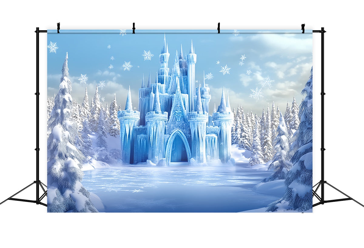 Winter Photo Backdrop Glacial Frozen Castle Backdrop UK BRP57-374