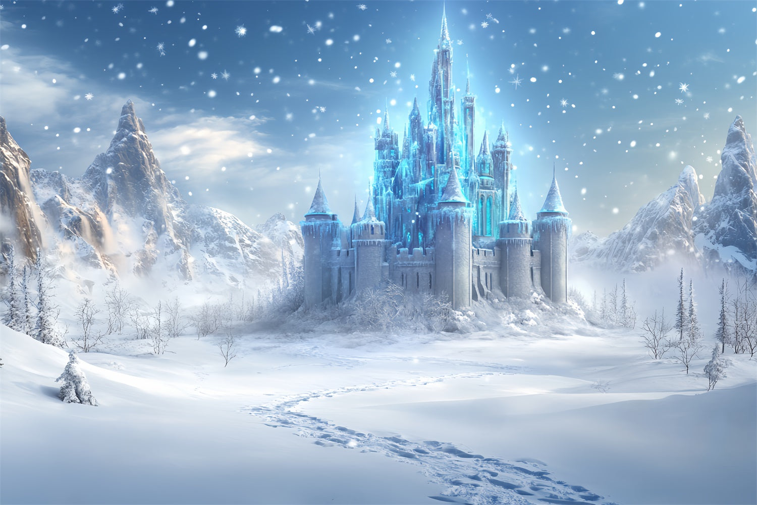 Winter Castle Backdrop Crystal Castle Trail Backdrop UK BRP57-375