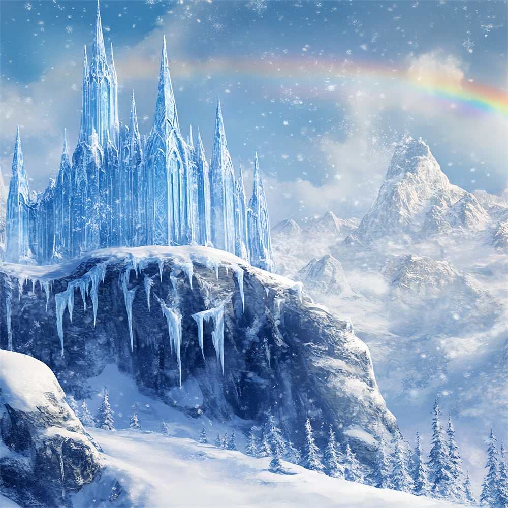 Winter Wonderland Backdrops Rainbow Frozen Castle Backdrop UK BRP57-377