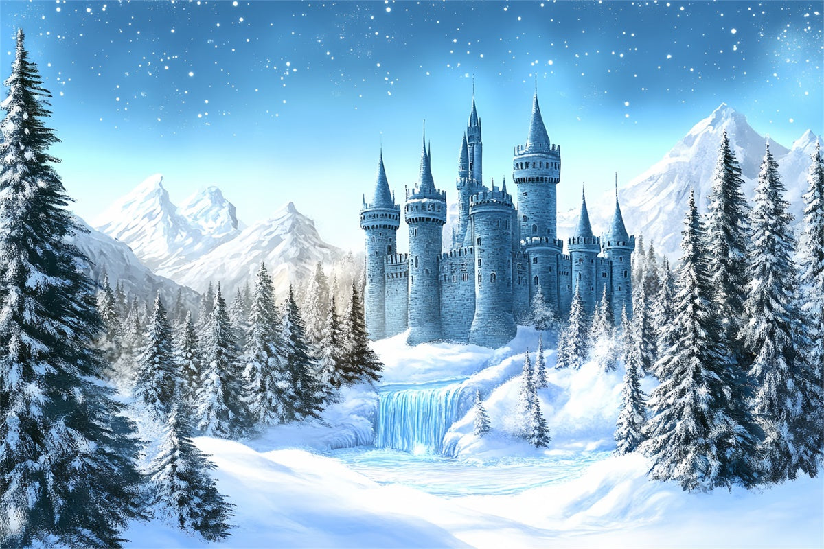 Winter Wonderland Backdrop Frosted Fairytale Castle Backdrop UK BRP57-379