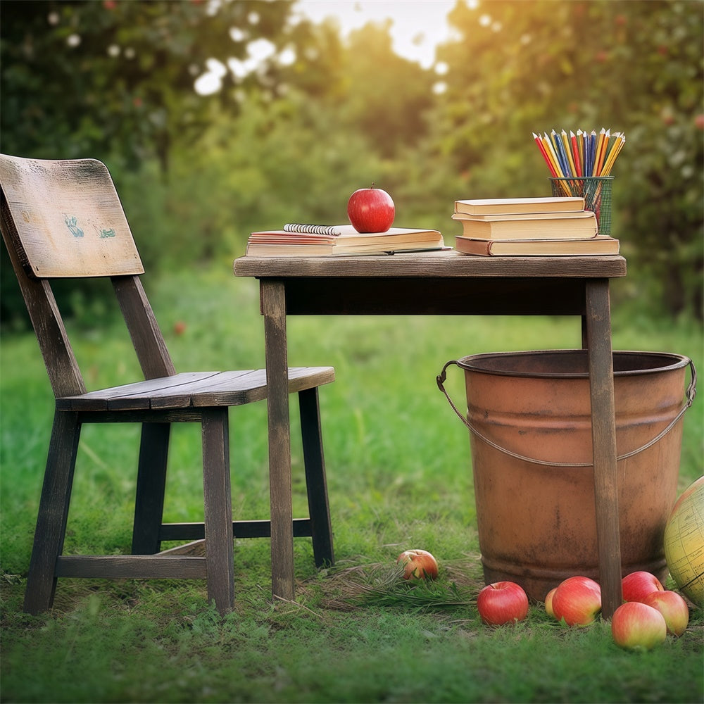 School Photo Backdrops Woodland Learning Table Backdrop UK BRP57-38