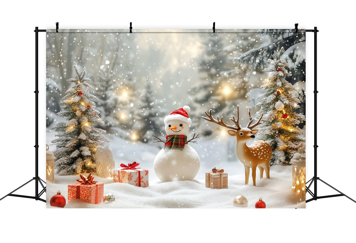 Snowy Backdrop Cozy Snowman Gift Christmas Backdrop UK BRP57-381