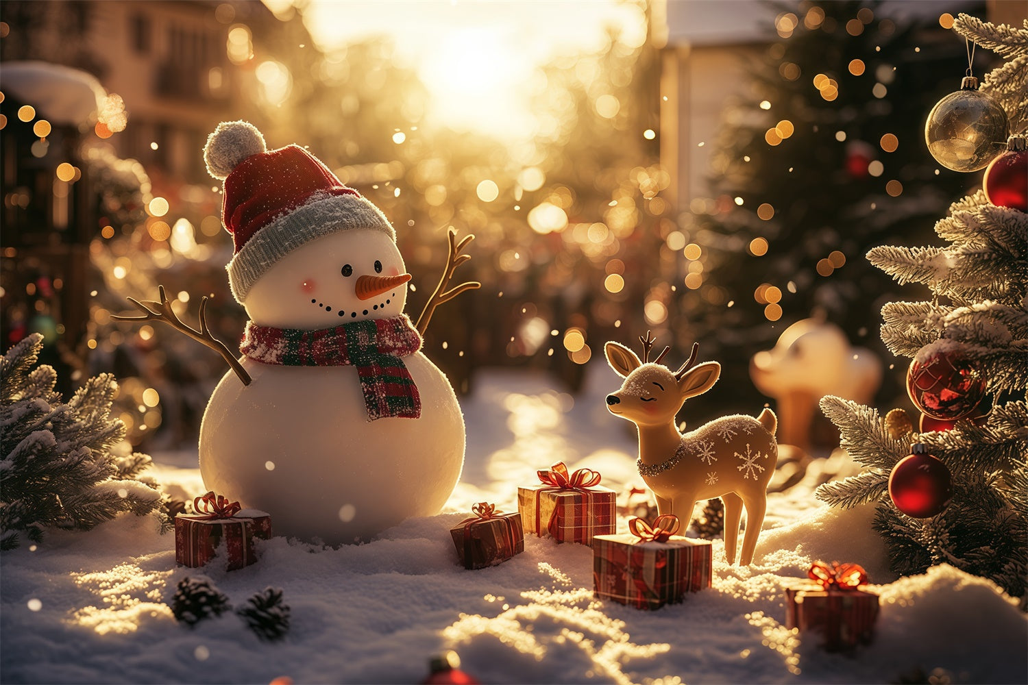 Winter Backdrop Photography Sunset Snow Joy Backdrop UK BRP57-383